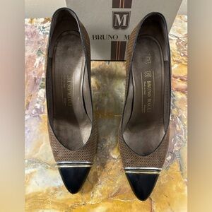 Bruno Magli Pumps Heels 8.5 AA Vero Cuoio Brown Cap Toe Vintage